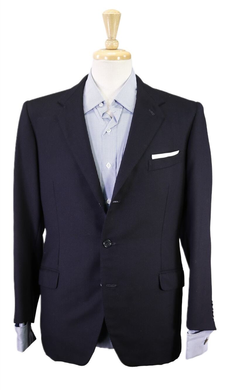 Bespoke Tailored Handmade Rome Navy Blue Cashmere 3/2 Roll Blazer Jacket 38S